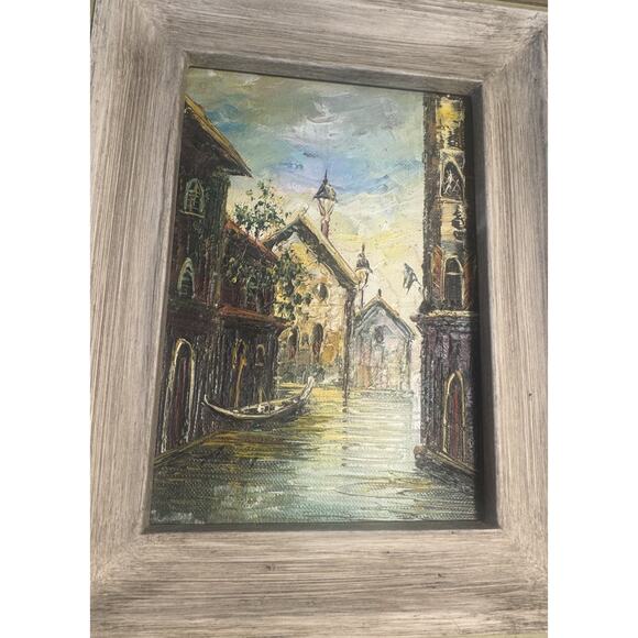 Vintage Original Oil Painting Venice Italy Canal Signed Framed 8x10 Art Adams? - Picture 5 of 11